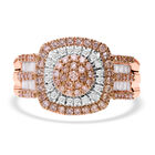 Natürlicher Champagner Diamant P, Weißer Diamant Ring 925 Silber Roségold Vermeil (Größe 17.00) ca. 1.00 ct