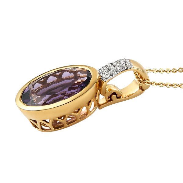 Nat&uuml;rlicher marokkanischer Amethyst und Zirkon Silberanh&auml;nger mit Kette 8,28 Ct image number 4