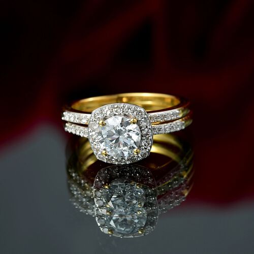 LUXURIANT DIAMOND - Lab Grown Diamant SI Schmuckset 925 Silber 750 Gelbgold Vermeil (Größe 18) ca. 1.50 ct image number 1