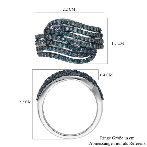Blauer Diamant-Ring, 925 Silber platiniert  ca. 1,00 ct image number 6