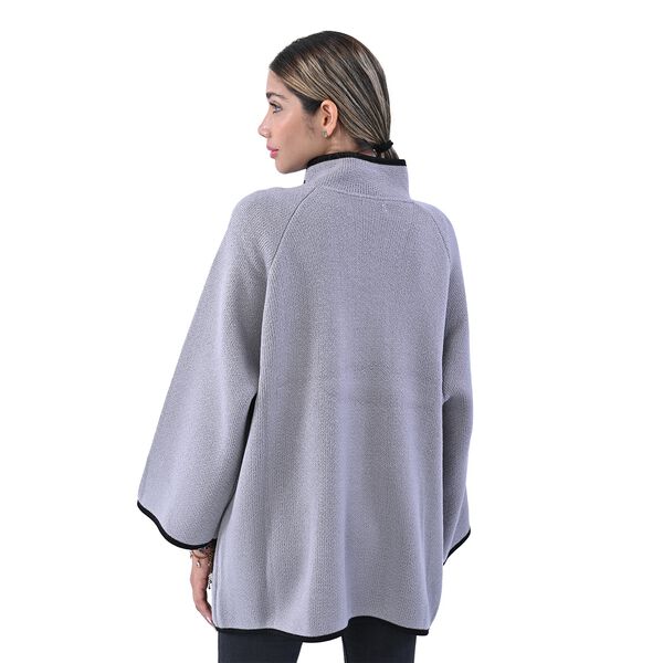 TAMSY: Strick-Mantel f&uuml;r Damen mit Schnalle, Hellgrau&nbsp; image number 2