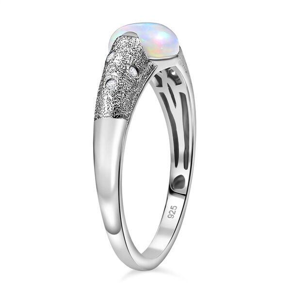 AA Nat&uuml;rlicher, &auml;thiopischer Welo Opal, Moissanit Ring 925 Silber rhodiniert (Gr&ouml;&szlig;e 19.00) ca. 1,35 ct image number 4
