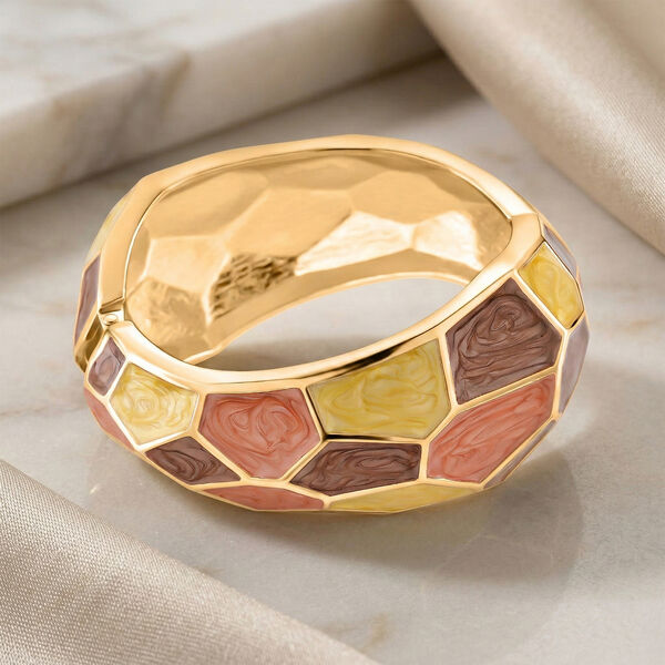 Emaille-Armreif im Facetten-Design, ca. 18 cm, Himmelblau image number 2