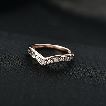 D'Joy Wishbone Ring mit Diamantakzenten, 925 Silber 750 Ros&eacute;gold Vermeil