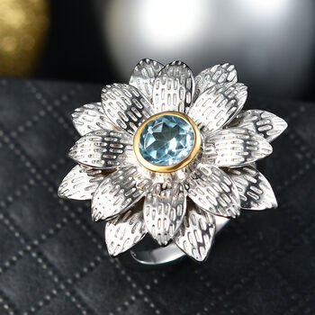 EverTrue himmelblauer Topas zweifarbiger Ring - 1 ct.