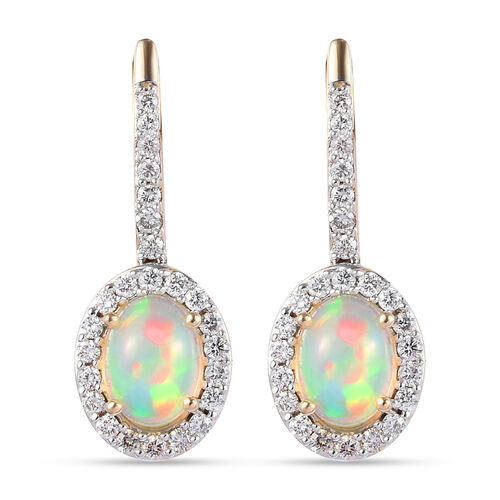 AAA natürlicher, äthiopischer Opal und SI GH Diamant-Ohrhänger - 1,87 ct. image number 0