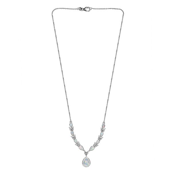 AA Nat&uuml;rliche, &auml;thiopische Welo Opal Halskette, ca. 45 cm, 925 Silber platiniert ca. 2.60 ct image number 5