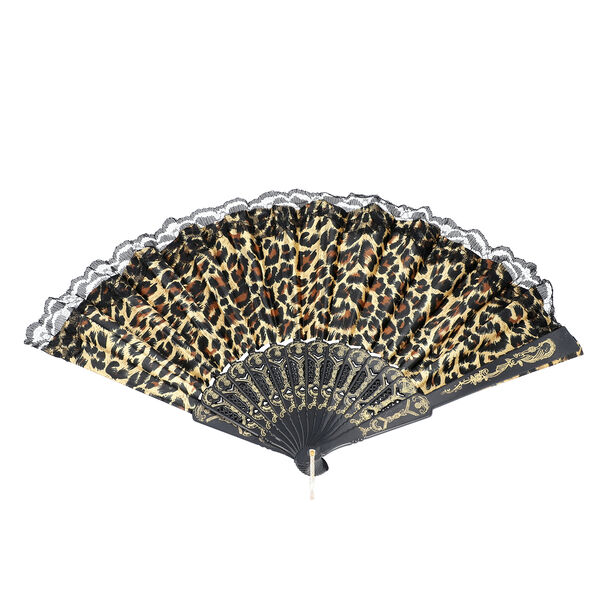 4er - Set Handf&auml;cher im japanischen Stil, Leopard Druck, wei&szlig;, Rosa, Gelb image number 6