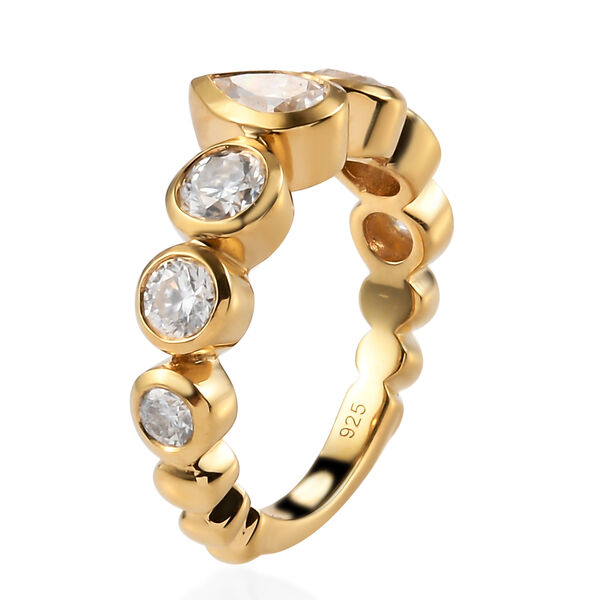 Moissanit Ring, 925 Silber Gelbgold Vermeil  ca. 1,42 ct image number 5