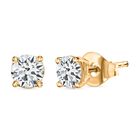 Moissanit Ohrringe 925 Silber 750 Gelbgold Vermeil ca. 0.88 ct