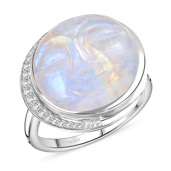 D'Joy AAA Regenbogen Mondstein und Zirkon Ring - 17,26 ct. image number 4