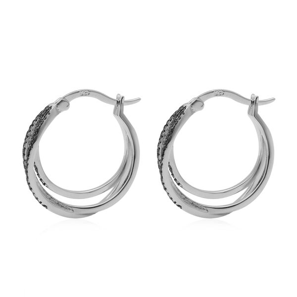 Schwarzer Spinell Creolen 925 Silber rhodiniert ca. 0,96 ct image number 3