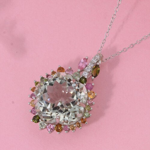 AA Prasiolite, Mehrfarbig-Turmalin Schmuckset 925 Silber rhodiniert ca. 11,17 ct. image number 1