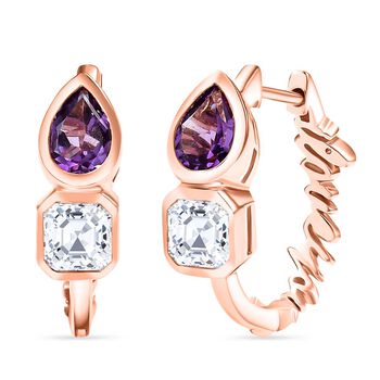 GP Amore Kollektion - Moissanit, Rose De France Amethyst und Saphir Ohrringe - 2,82 ct.