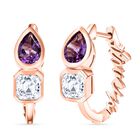 GP Amore Kollektion - Moissanit, Rose De France Amethyst Ohrringe, 925 Silber 750 Roségold Vermeil ca. 2.82 ct