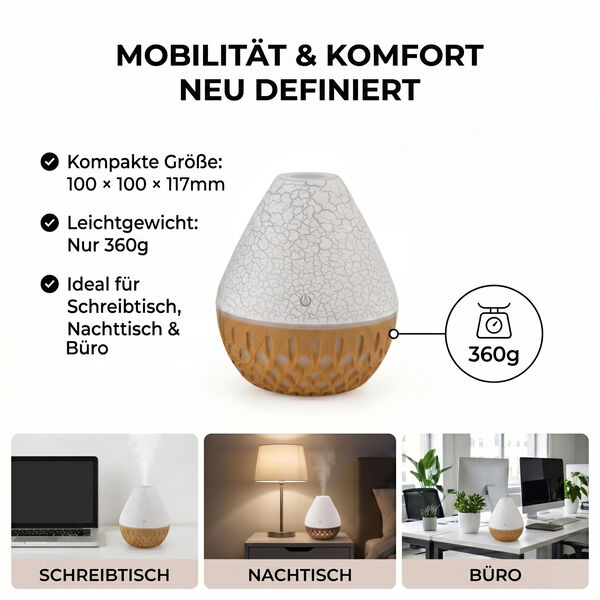 "Humidifier with 7 Essential Oil   Product Size: 100*100*117mm Color Box Size:105*135*155mm  Net weight:120g+245g=360g Water Capacity: 200ml Power: 3-5W, DC 5V/1A Colorful light Changing 3 hours Automatic Power Off" image number 4