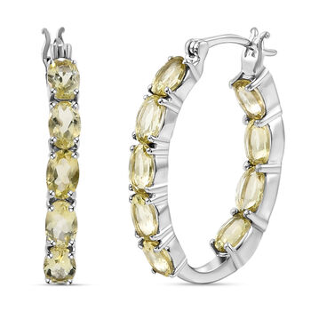 Ouro Verde-Quarz Creolen, 925 Silber platiniert ca. 7.65 ct