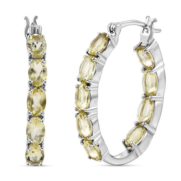 Ouro Verde-Quarz Creolen, 925 Silber platiniert ca. 7.65 ct