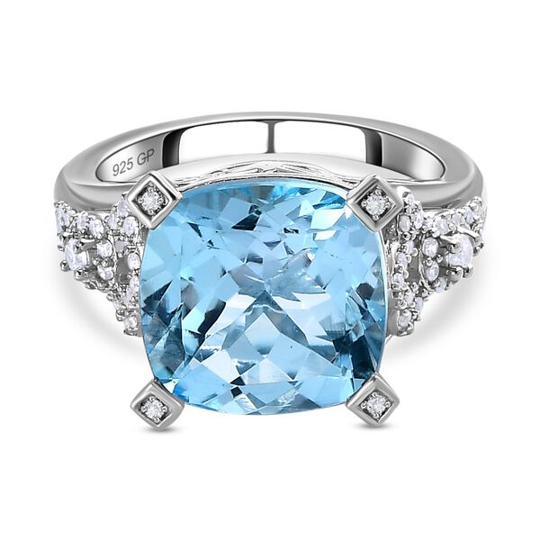 GP Bella Italia Kollektion - Himmelblauer Topas, Zirkon und blauer Saphir-Ring - 8,96 ct.