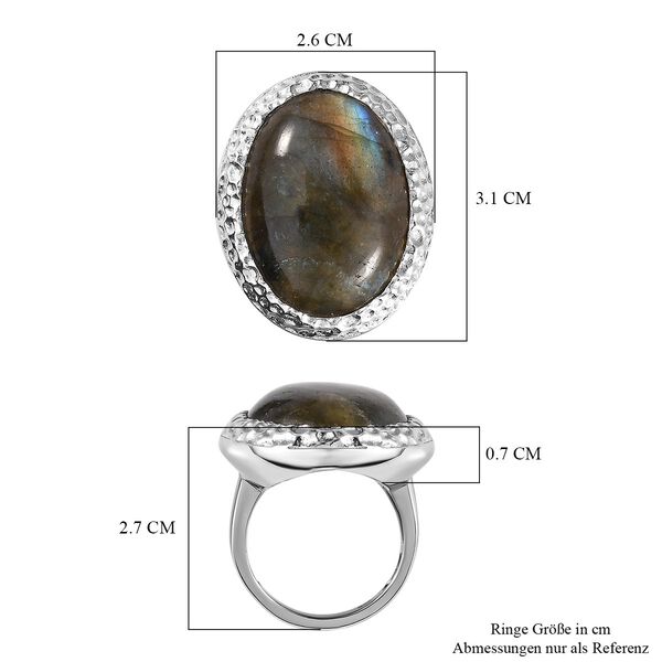 Labradorit-Ring, 925 Silber platiniert (Gr&ouml;&szlig;e 19.00) ca. 24.63 ct image number 7