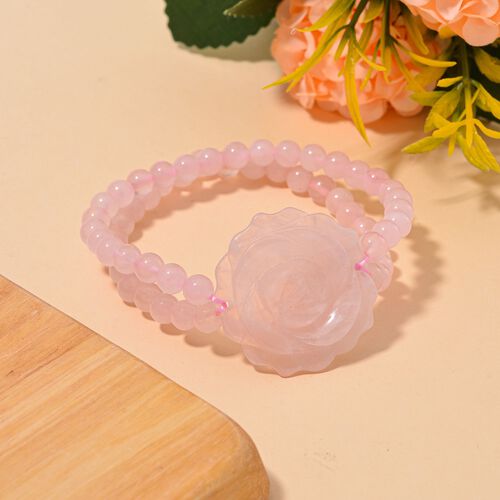 Rosenquarz handgeschnitztes Blumen-Armband, 17-19cm - 150 ct. image number 1