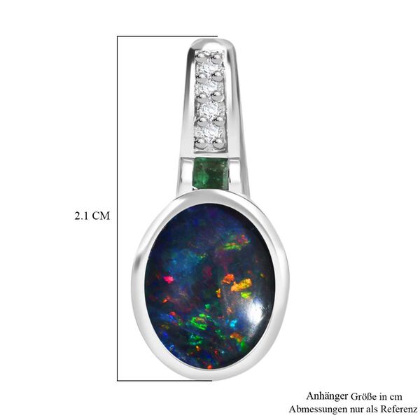 Boulder Triplett Opal, Smaragd und Zirkon Anhänger -1,62 ct. image number 6