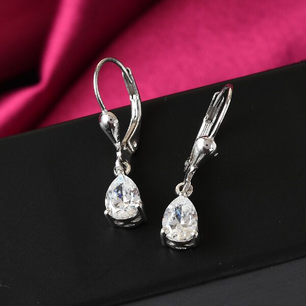 LUSTRO STELLA Hergestellt mit ZIRKONIA Tropfen Ohrringe 925 Silber Platin-Überzug image number 5