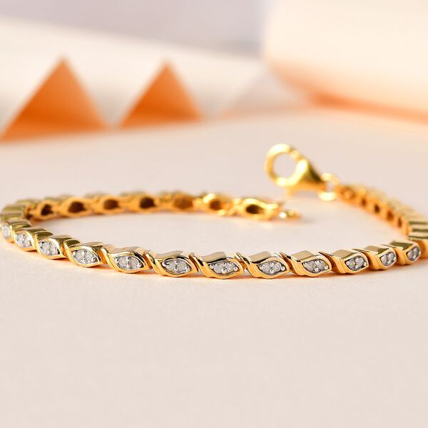 Wei&szlig;er Diamant P3 Armband, ca. 18 cm, 925 Silber Gelbgold Vermeil, ca. 0.50 ct image number 2