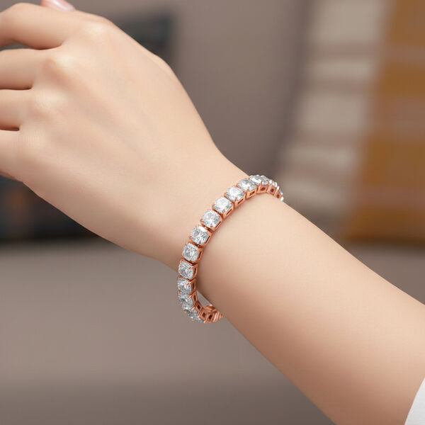 Wei&szlig;es Zirkonia 19cm Armband in Ros&eacute;goldton image number 2