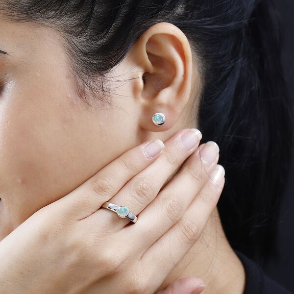 AA nat&uuml;rliches, &auml;thiopisches Welo Opal-Schmuckset, 925 Silber rhodiniert - 1,02 ct. image number 4