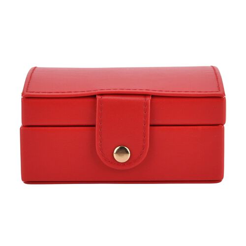 "PU small travel Jewellery box, size: 12x9.5x6.5cm; weight: 159g material: PU  Color: Red" image number 1