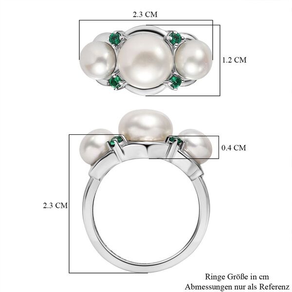 EverTrue S&uuml;&szlig;wasserperle und gr&uuml;ner Zirkonia Ring image number 7