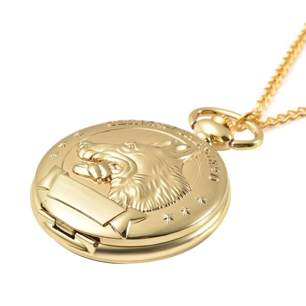 Strada - Taschenuhr im Schäferhund Design, japanisches Uhrwerk, goldfarben image number 3