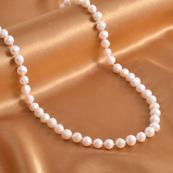 Weiße Süßwasser Perlen Halskette, 60 cm - 246 ct. image number 2