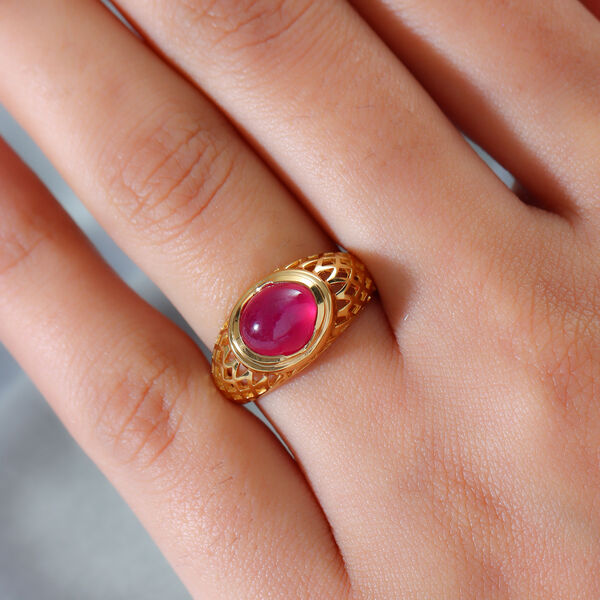 Afrikanischer Rubin (Fissure gefüllt) Ring 925 Silber vergoldet image number 3