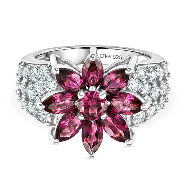 D'Joy AA nat&uuml;rlicher Rhodolith Granat und Zirkon Ring - 4,28 ct.