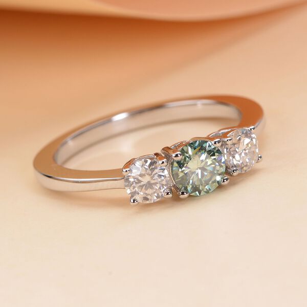 Blauer und weißer Moissanit-Ring, 925 Silber rhodiniert  ca. 0,88 ct image number 1