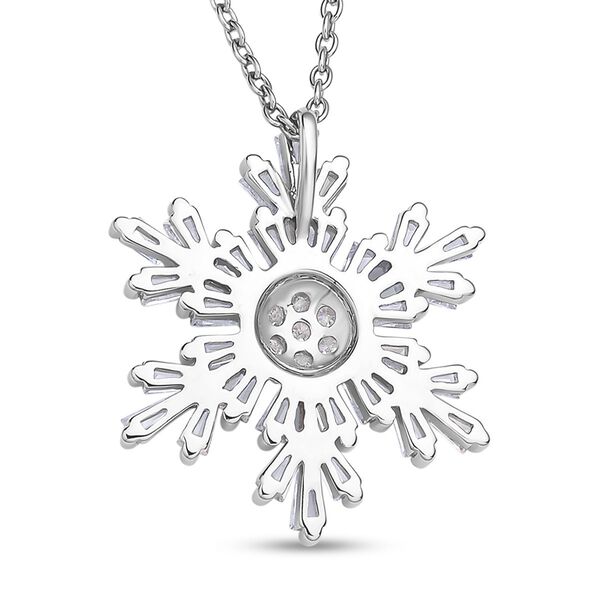 Wei&szlig;er Zirkonia Schneeflocken-Anh&auml;nger mit Kette, Messing, ca. 2.50 ct image number 5