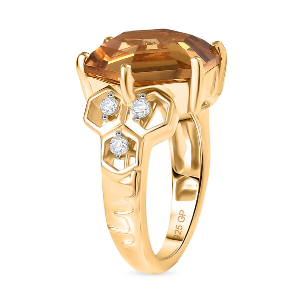 GP Trionfo Kollektion - Citrin, Wei&szlig;er Zirkon Ring 925 Silber 750 Gelbgold Vermeil (Gr&ouml;&szlig;e 20.00) ca. 7.38 ct image number 6
