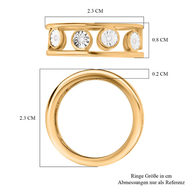2er-Set- Diamant Ring, 925 Silber Gelbgold Vermeil - 0,09 ct. image number 5