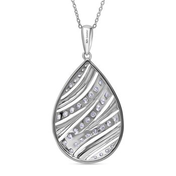 LUXURIANT SI-GH Labor Diamant Anh&auml;nger mit 50cm Kette, 925 Silber rhodiniert - 1 ct.