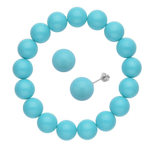 2er-Set, T&uuml;rkises Muschelkernperlen-Armband und Ohrringe - 211 ct.
