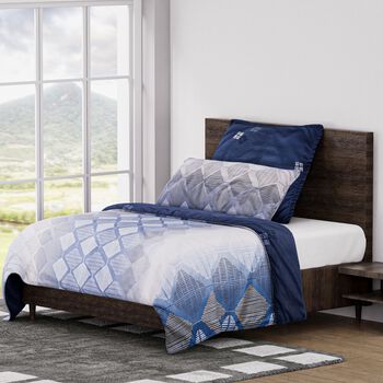 6-teiliges Bettw&auml;sche-Set mit Digitaldruck, Mikrofasergewebe, Rautenmuster, Gr&ouml;&szlig;e: 135 x 200 cm (Bettbezug), 40 x 80 cm (rechteckiger Kissenbezug), 80 x 80 cm (quadratischer Kissenbezug)