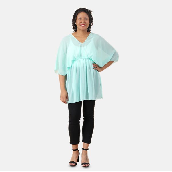 V-Ausschnitt Chiffon Top, Hellgrün image number 0