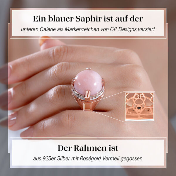 GP Royal Art D&eacute;co Collection- AA Peruanischer rosa Opal, Kanchanaburi blauer Saphir und Zirkon-Ring - 19,15 ct. image number 3
