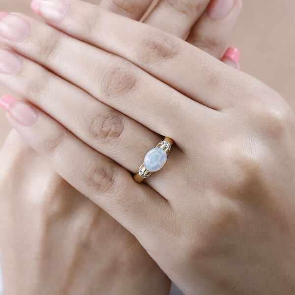 AA natürlicher, äthiopischer Welo Opal und Zirkon-Ring - 1,33 ct. image number 4