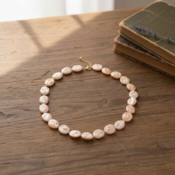 D'Joy Pfirsich Keshi Perle 45+5cm Halskette