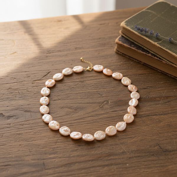 D'Joy Pfirsich Keshi Perle 45+5cm Halskette image number 2