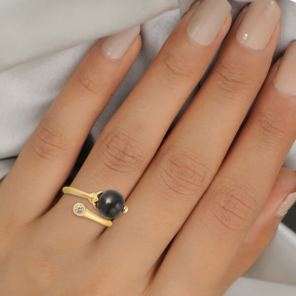 Shungit und Zirkon Ring 925 Silber vergoldet (Gr&ouml;&szlig;e 17.00) ca. 6,10 ct image number 3