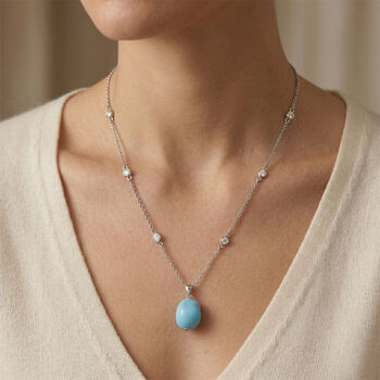 EVER TRUE Wei&szlig;er Zirkonia, Sleeping Beauty T&uuml;rkis farbe Muschelperle Halskette ca. 50 cm Nickelfreies Messing rhodiniert